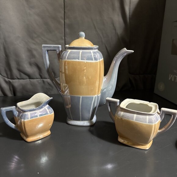 Lusterware Tea Set Made in Japan Floral Peach Luster Teapot Sugar Creamer Set - Picture 13 of 16